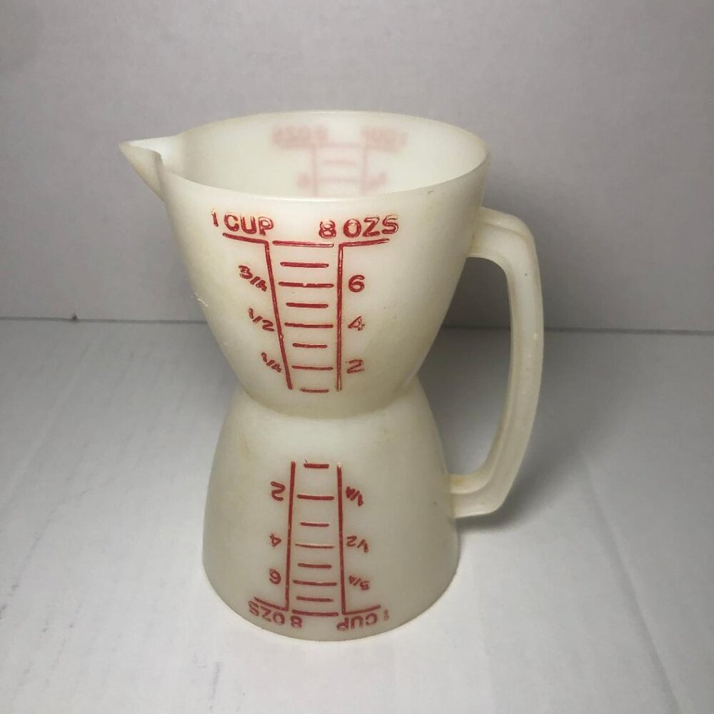 Vtg Tupperware 1 Cup 2 Sided Wet/Dry Measuring Cup Measur Twin #860 Pour Spout